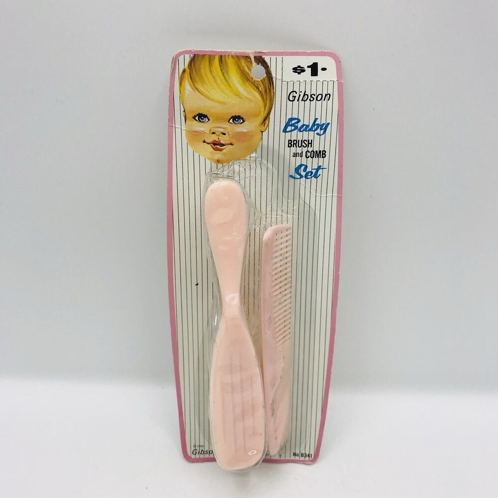 Vintage Baby Brush and Comb Set NOS Pink Gibson-Thomsen Co Inc
